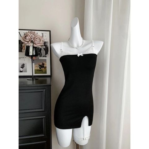Váy Ngủ Sexy Ôm Body Tôn Dáng Phối Ren Choker Đùi Siêu Xinh Quyến Rũ Đầm 2 Dây Mặc Nhà Sang Xịn Gợi Cảm - N163 Đen