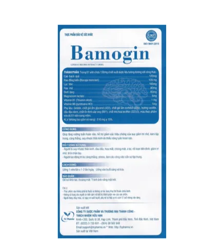 Viên uống tăng cường tuần hoàn não, cải thiện trí nhớ Bamogin Thành Công (6 vỉ x 10 viên)