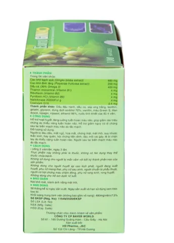 Viên uống hỗ trợ hoạt huyết, tăng cường tuần hoàn máu não Euro Ginko Gold HD Pharma (100 viên)