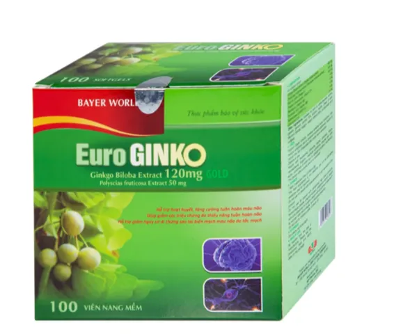 Viên uống hỗ trợ hoạt huyết, tăng cường tuần hoàn máu não Euro Ginko Gold HD Pharma (100 viên)