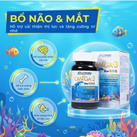 Viên uống giúp trẻ phát triển chiều cao, trí não và thị lực Omega-3 For Kids Nutrimed (100 viên)