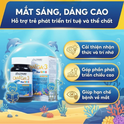 Viên uống giúp trẻ phát triển chiều cao, trí não và thị lực Omega-3 For Kids Nutrimed (100 viên)
