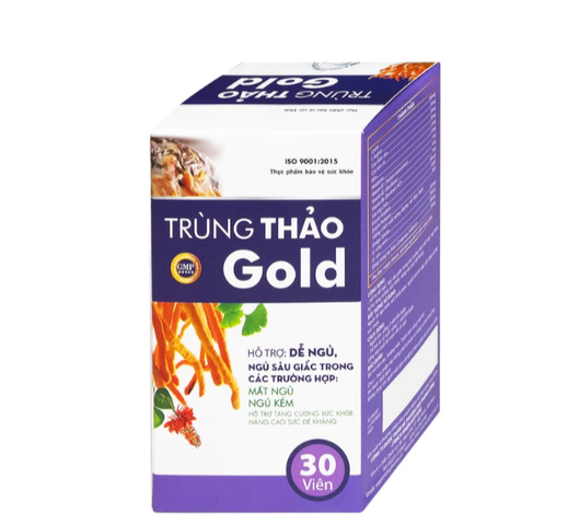 Viên uống hỗ trợ dễ ngủ, ngủ sâu giấc, tăng cường sức khỏe Trùng Thảo Gold (30 viên)