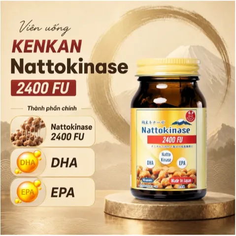 Viên uống giảm nguy cơ hình thành huyết khối, tăng cường lưu thông máu Nattokinase 2400FU KenKan (60 viên)