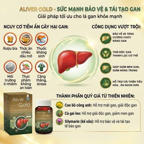 Hỗ trợ giải độc tăng cường chức năng gan Aliver Gold Diamond (C/30v)