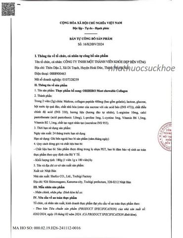 (Hàng nhập khẩu) Viên nhai bổ sung collagen vị đào Orihiro Nhật Bản 180 viên