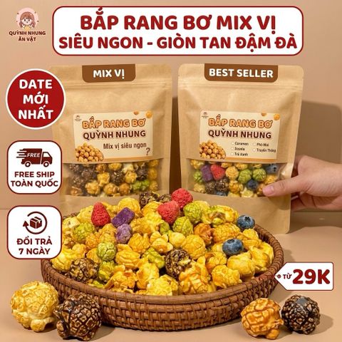Bắp Rang Bơ Mix Vị Quỳnh Nhung Gói Lớn - Bỏng Ngô Caramen Phô Mai Giòn Tan Đậm Đà Đồ Ăn Vặt Hot Trend