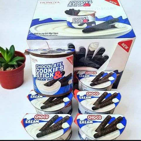 Lốc 6 Hộp Bánh Que Chấm Hongya 40g - Bánh Que Chấm Chocolate Đậm Đà, Bánh Que Đen Chấm Kem Sữa Béo Ngậy Ăn Vặt