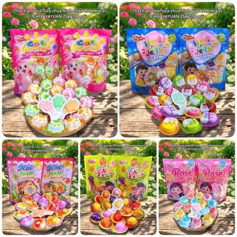 Thạch Trái Cây 3D Hình Que Kem, Chân Mèo CHUNYAYUAN 258g - Thạch Phô Mai Sữa Chua Mix Vị Thơm Ngon Ăn Vặt Quỳnh Nhung