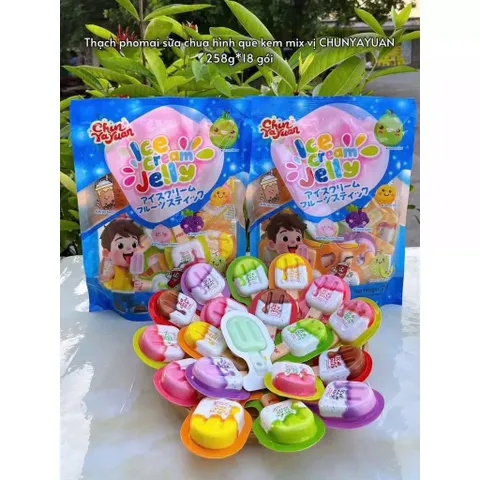 Thạch Trái Cây 3D Hình Que Kem, Chân Mèo CHUNYAYUAN 258g - Thạch Phô Mai Sữa Chua Mix Vị Thơm Ngon Ăn Vặt Quỳnh Nhung
