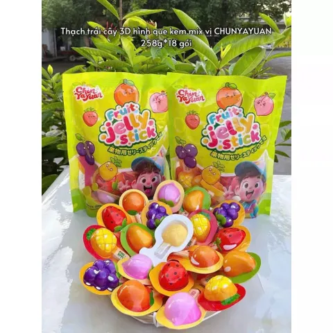 Thạch Trái Cây 3D Hình Que Kem, Chân Mèo CHUNYAYUAN 258g - Thạch Phô Mai Sữa Chua Mix Vị Thơm Ngon Ăn Vặt Quỳnh Nhung