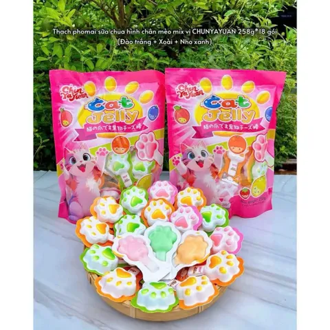 Thạch Trái Cây 3D Hình Que Kem, Chân Mèo CHUNYAYUAN 258g - Thạch Phô Mai Sữa Chua Mix Vị Thơm Ngon Ăn Vặt Quỳnh Nhung