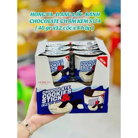 Lốc 6 Hộp Bánh Que Chấm Hongya 40g - Bánh Que Chấm Chocolate Đậm Đà, Bánh Que Đen Chấm Kem Sữa Béo Ngậy Ăn Vặt
