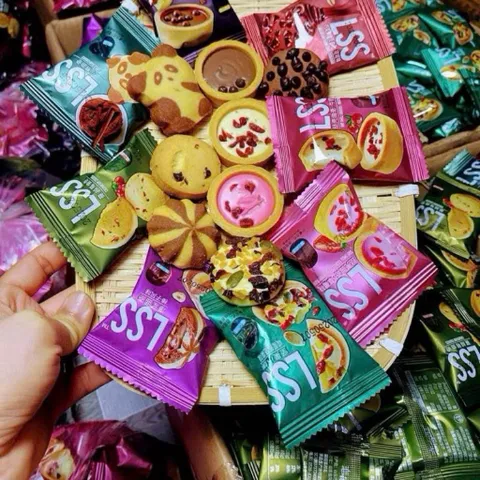 500g Bánh LSS Mix 4 Vị Siêu Ngon - Bánh Quy Tart Nhân Kem Trái Cây, Socola Chảy Đài Loan Ăn Vặt Cực Dính