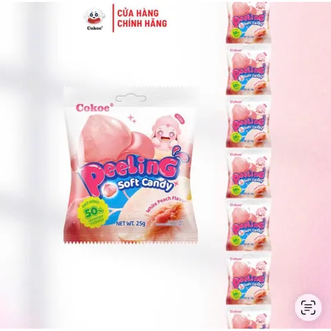 Dây 10 Gói Kẹo Dẻo Lột Vỏ Cokoc Mini (24g-25g/Gói) - Kẹo Lột Vỏ Vị Nho, Trái Cây Tổng Hợp Ăn Vặt Quỳnh Nhung