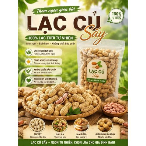 Lạc Củ Sấy Húng Lìu 400g - Đậu Phộng Củ Sấy Khô Thơm Giòn Bùi Vị Truyền Thống Đóng Túi Zip Ăn Vặt Tiện Lợi