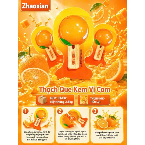 Thùng 2,5kg Thạch Que Kem Zhaoxian Mix Vị Dưa Gang Chanh Vàng Trà Sữa - Thạch Trái Cây 3D Dai Ngon Cho Bé Ăn Vặt