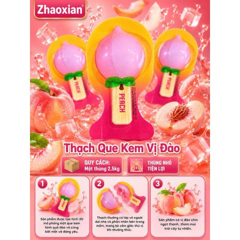 Thùng 2,5kg Thạch Que Kem Zhaoxian Mix Vị Dưa Gang Chanh Vàng Trà Sữa - Thạch Trái Cây 3D Dai Ngon Cho Bé Ăn Vặt