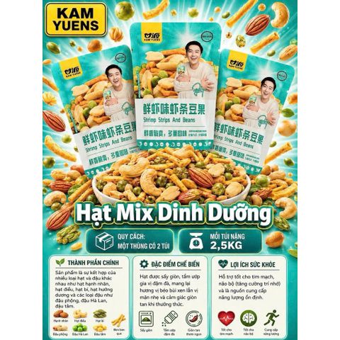 Combo 500g Hạt Mix Vị Dinh Dưỡng Kam Yuens Thơm Giòn Béo Bùi - Đồ Ăn Vặt Hạt Thập Cẩm Sấy Khô Cao Cấp Quỳnh Nhung