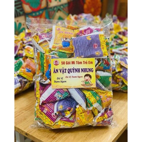 Bịch 50 Gói Mì Tôm Trẻ Em An Bình Thơm Ngon Giòn Rụm, Mì Snack Ăn Vặt Tuổi Thơ Cực Cuốn - Ăn Vặt Quỳnh Nhung