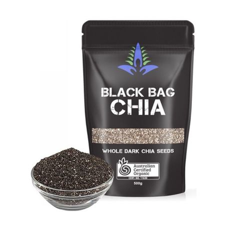 Hạt Chia Đen Hữu Cơ Black Bag Chia Úc 500g - Hạt Chia Giảm Cân, Tốt Cho Tim Mạch & Sức Khỏe Hàng Chính Hãng
