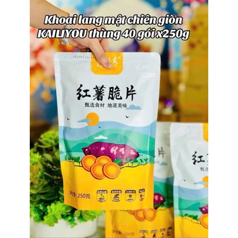 Khoai Lang Mật Chiên Giòn KAILIYOU Gói 250g - Snack Khoai Lang Sấy Lát Mỏng Bản To Giòn Rụm, Đồ Ăn Vặt Nội Địa Trung