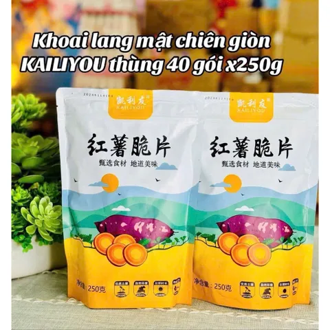 Khoai Lang Mật Chiên Giòn KAILIYOU Gói 250g - Snack Khoai Lang Sấy Lát Mỏng Bản To Giòn Rụm, Đồ Ăn Vặt Nội Địa Trung