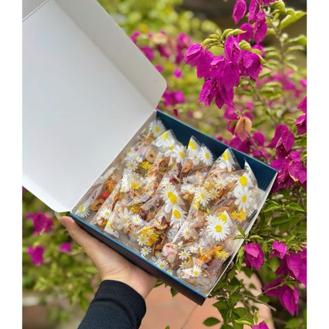 Hộp Quà Tặng Trà Thảo Mộc HOTU Cao Cấp - Trà Đông Trùng Hoa Cúc, Hắc Kỷ Tử, Cam Quế Hoa Hồng Dưỡng Nhan Ngủ Ngon