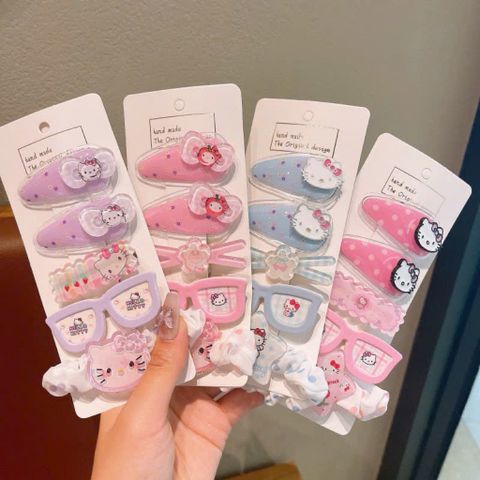 Kẹp Tóc Cho Bé Gái Hello Kitty Dễ Thương, Combo Kẹp Tóc Nhựa Kính Charm Hoạt Hình Cao Cấp Cho Bé - SP3390