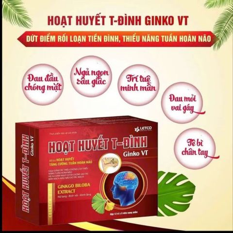 (CHÍNH HÃNG) Hoạt huyết T-Đình, tăng cường tuần hoàn não, giúp bổ não, hộp 60 viên