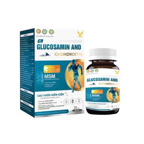 Viên uống Xương Khớp Glucosamin And Chondroitinn 1500mg Hỗ Trợ Làm Trơn Ổ Khớp, Giúp Vận Động Linh Hoạt (Hộp 30 Viên)