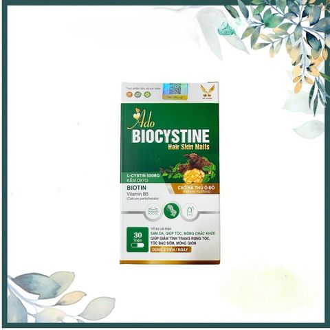 [30viên] Viên uống hỗ trợ đẹp da tóc móng Ado Biocystine