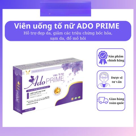Viên tố nữ ADO PRIME. Hỗ trợ tiền mãn kinh, nội tiết tố,đẹp da