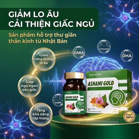 Viên hỗ trợ cải thiện tình trạng lo âu, cải thiện giấc ngủ Ashami Gold (60 viên)