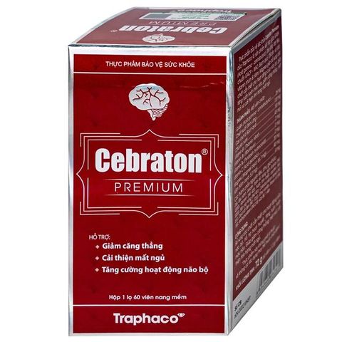 Viên uống hỗ trợ giảm căng thẳng, cải thiện mất ngủ, tăng cường hoạt động não bộ Cebraton Premium Traphaco (Hộp 60 viên)