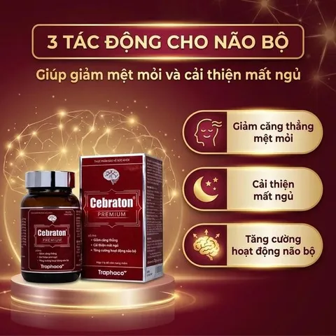 Viên uống hỗ trợ giảm căng thẳng, cải thiện mất ngủ, tăng cường hoạt động não bộ Cebraton Premium Traphaco (Hộp 60 viên)