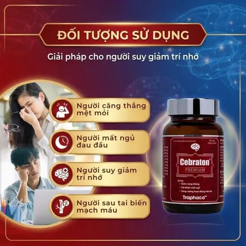 Viên uống hỗ trợ giảm căng thẳng, cải thiện mất ngủ, tăng cường hoạt động não bộ Cebraton Premium Traphaco (Hộp 60 viên)