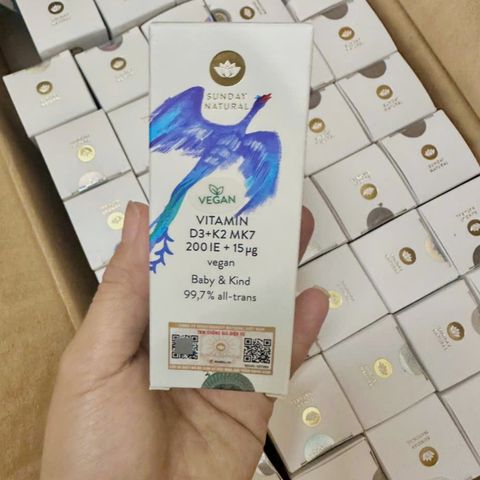 [S/P nhập khẩu Đức] Sunday Natural Vitamin D3+K2 MK7 |10 mL| dạng nhỏ giọt dành cho trẻ từ 0 - 4 tuổi