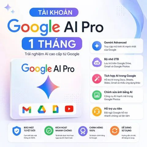 Tài Khoản Google AI Pro 1 tháng - Fram Chính Chủ
