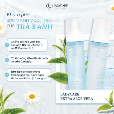 Bọt Vệ Sinh Ladycare Extra Aloe Vera 190ml Chính Hãng - Làm Sạch Dịu Nhẹ, Cân Bằng pH, Khử Mùi Vùng Kín