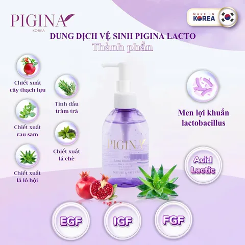 Dung Dịch Vệ Sinh Phụ Nữ Pigina Lacto Intimate Wash 150ml Hàn Quốc Chính Hãng – Làm Sạch Dịu Nhẹ, Hỗ Trợ Cân Bằng pH