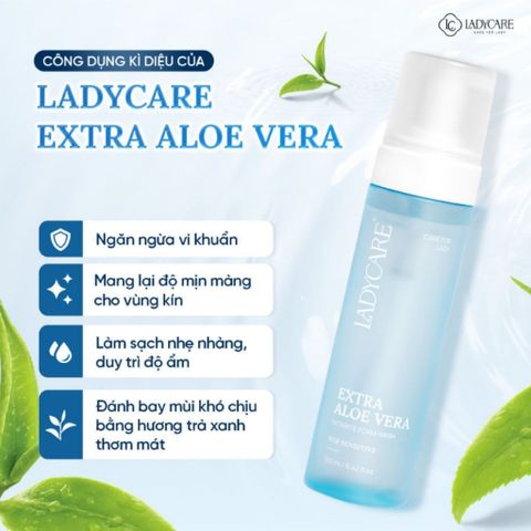 Bọt Vệ Sinh Ladycare Extra Aloe Vera 190ml Chính Hãng - Làm Sạch Dịu Nhẹ, Cân Bằng pH, Khử Mùi Vùng Kín
