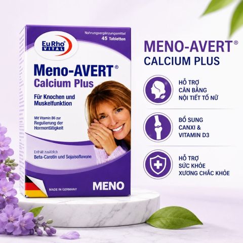 Meno-AVERT Calcium Plus 45 Viên Đức - Hỗ Trợ Cân Bằng Nội Tiết Tố Nữ, Bổ Sung Canxi & Isoflavone