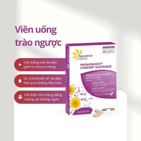 Viên uống cải thiện trào ngược dạ dày ProbioBoost Confort Gastrique Fleurance Nature Pháp hộp 15 viên