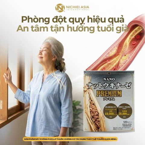 NANO NATTOKINASE PREMIUM 120 Viên Nhật Bản – Hỗ Trợ Tan Cục Máu Đông, Hỗ Trợ Phòng Ngừa Đột Quỵ Tai Biến, Tuần Hoàn Máu