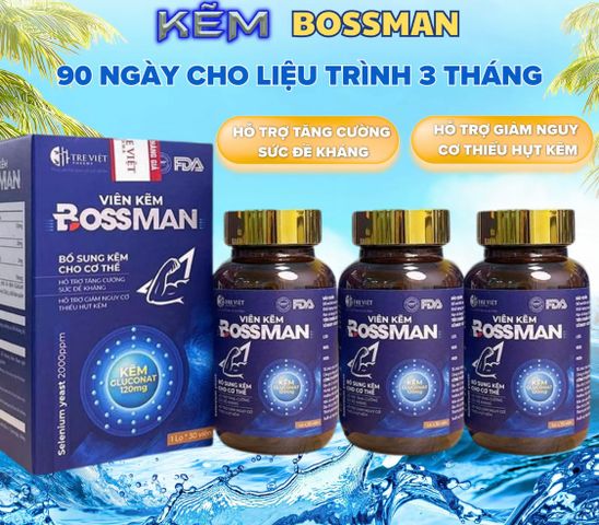 Kẽm boos man hộp 90 viên dùng được 3 tháng hỗ trợ phong độ nam, giảm mệt mỏi