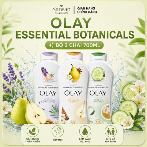 Olay Essential Botanicals Body Wash Combo 3 Chai 700ml | Sữa Tắm Hương Thảo Mộc Thiên Nhiên Cho Mọi Loại Da