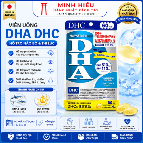 Viên Uống DHA DHC 240 Viên Chính Hãng Nhật Bản – Hỗ Trợ Trí Não, Thị Lực Và Sức Khỏe Tim Mạch