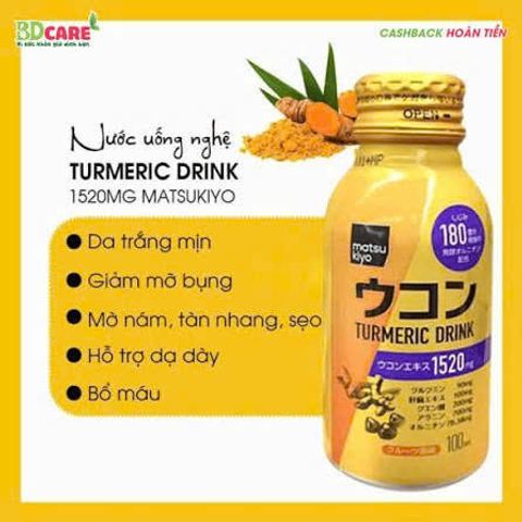 Nước Uống Tinh Chất Nghệ Matsukiyo 100ml x 6 Chai – Hỗ Trợ Thanh Lọc Cơ Thể, Giảm Mệt Sau Tiệc Rượu Bia