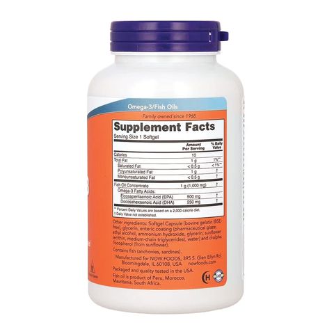 Ultra Omega-3 Fish Oil - Hỗ trợ sức khỏe mắt và tim mạch, 180 viên chính hãng Now Mỹ